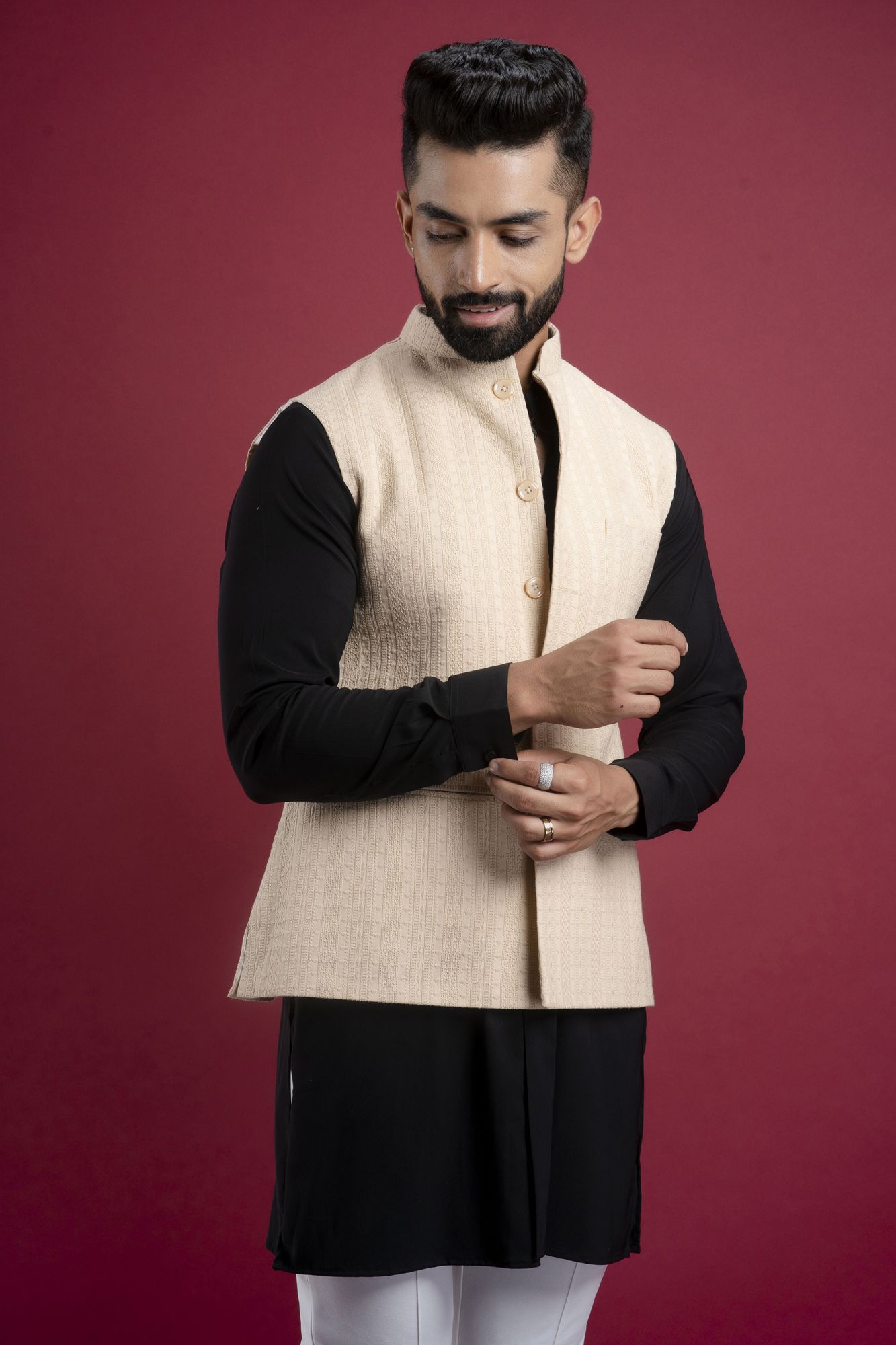 Embroidered Jacket In Peach