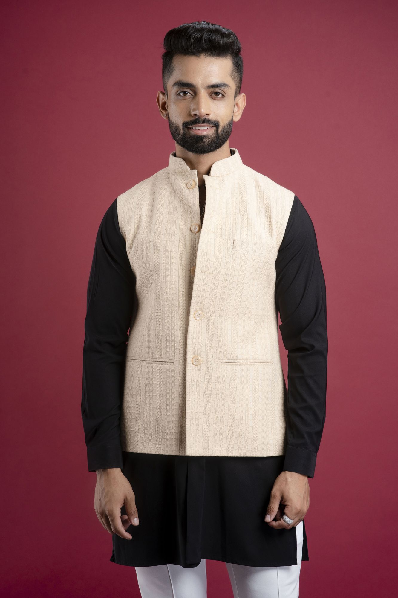 Embroidered Jacket In Peach