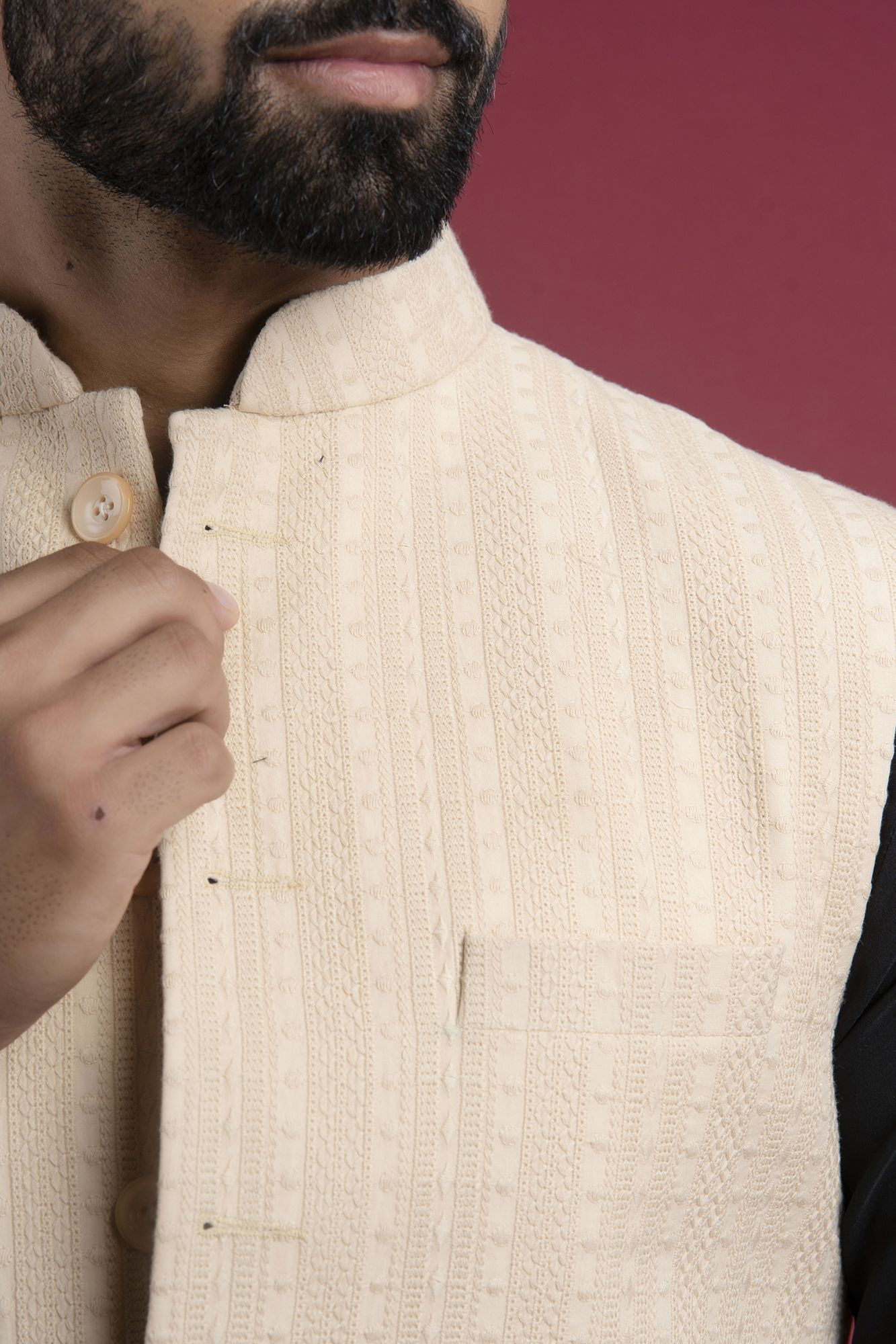 Embroidered Jacket In Peach