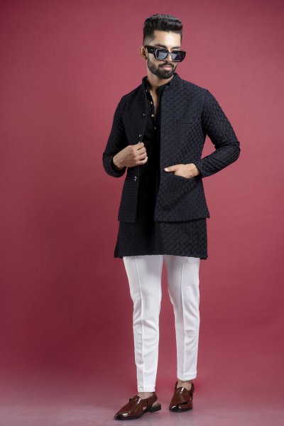 Black Chikan Kurta