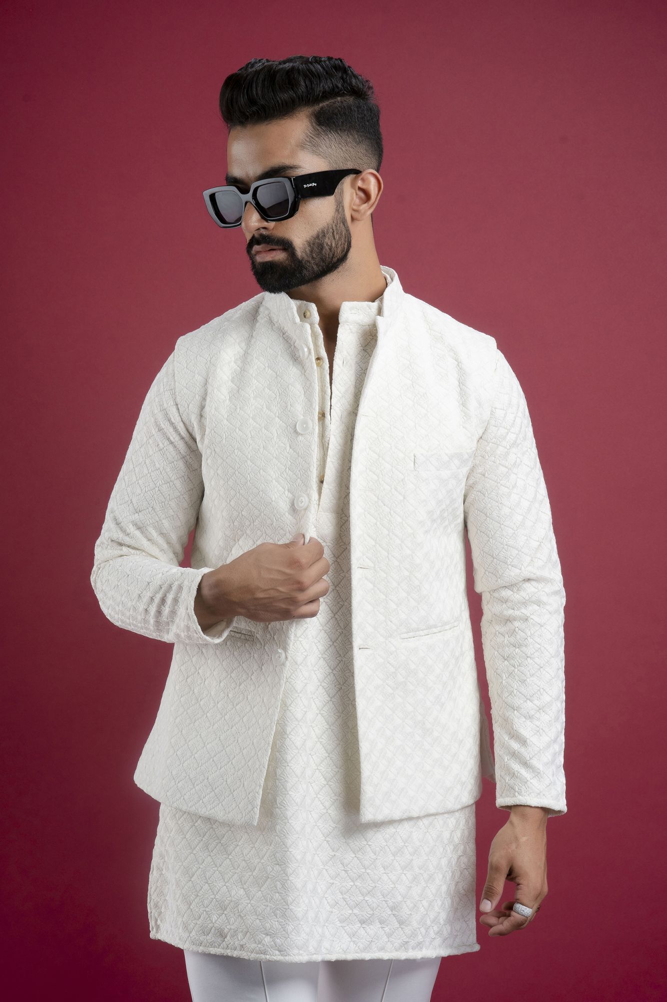 White Chikan Jacket
