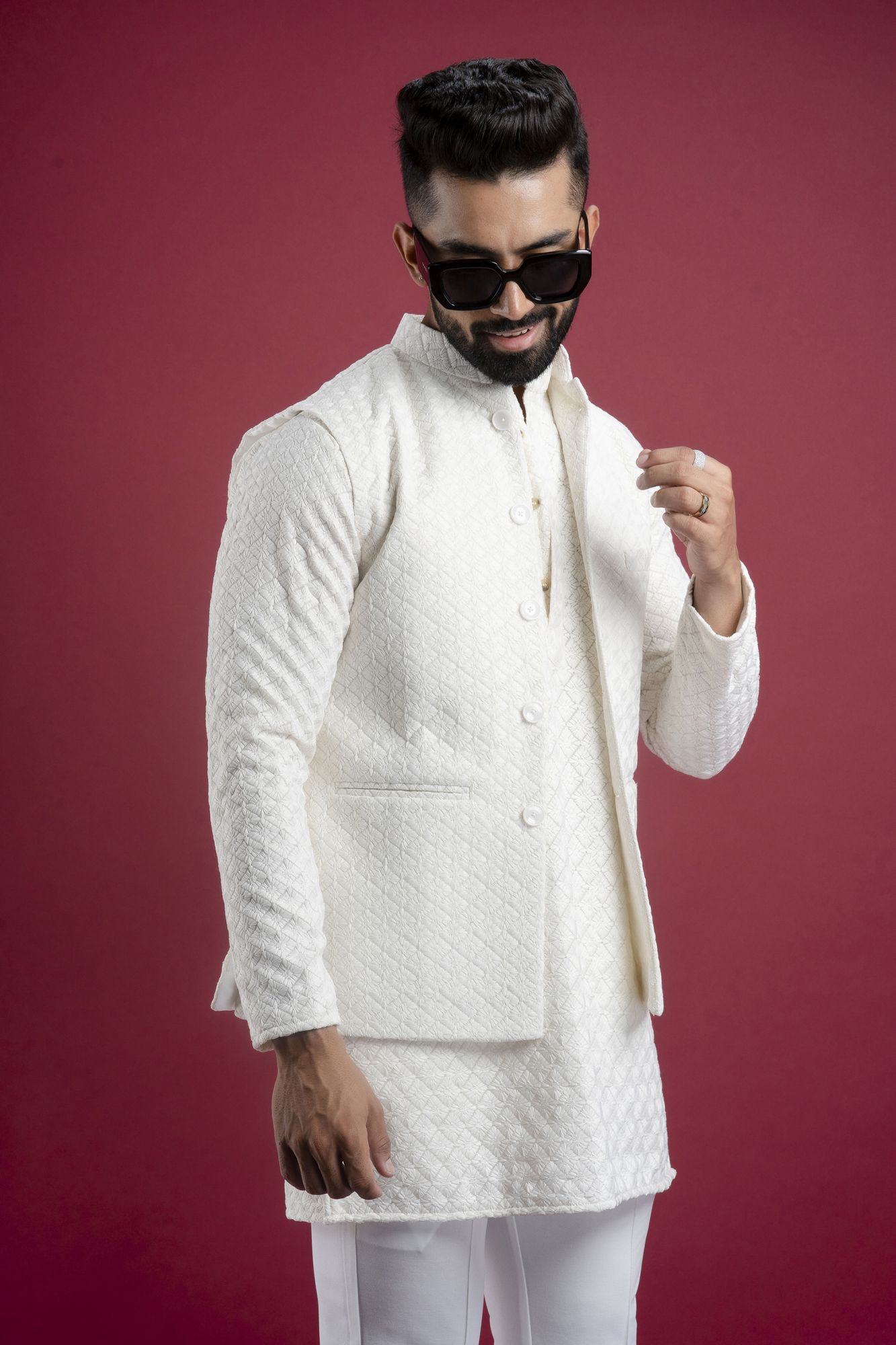 White Chikan Jacket