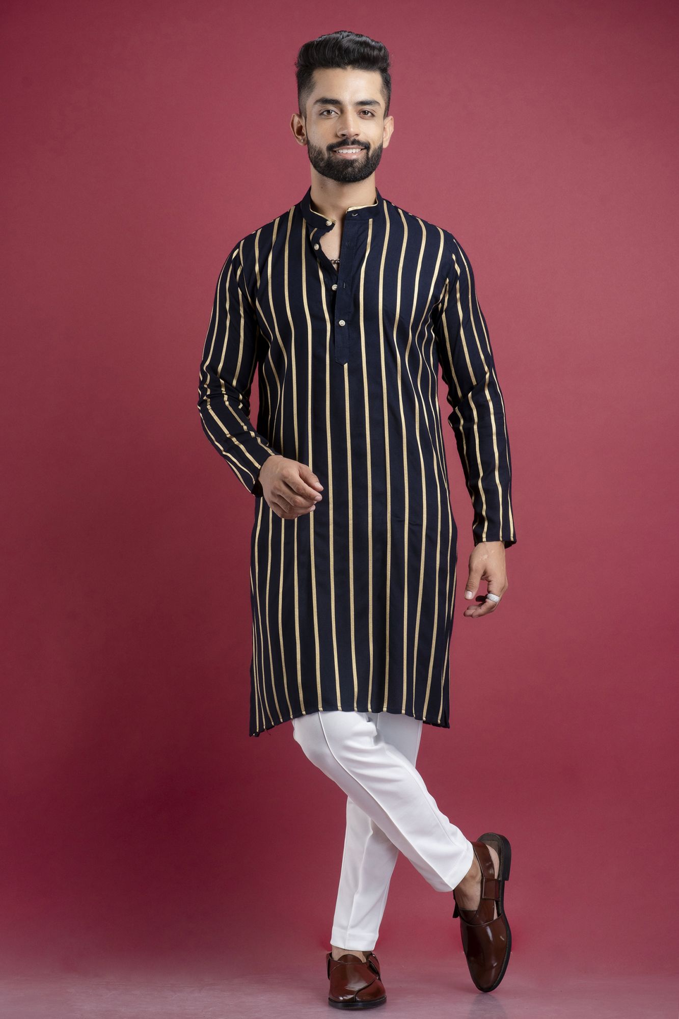 Striped Kurta In Blue