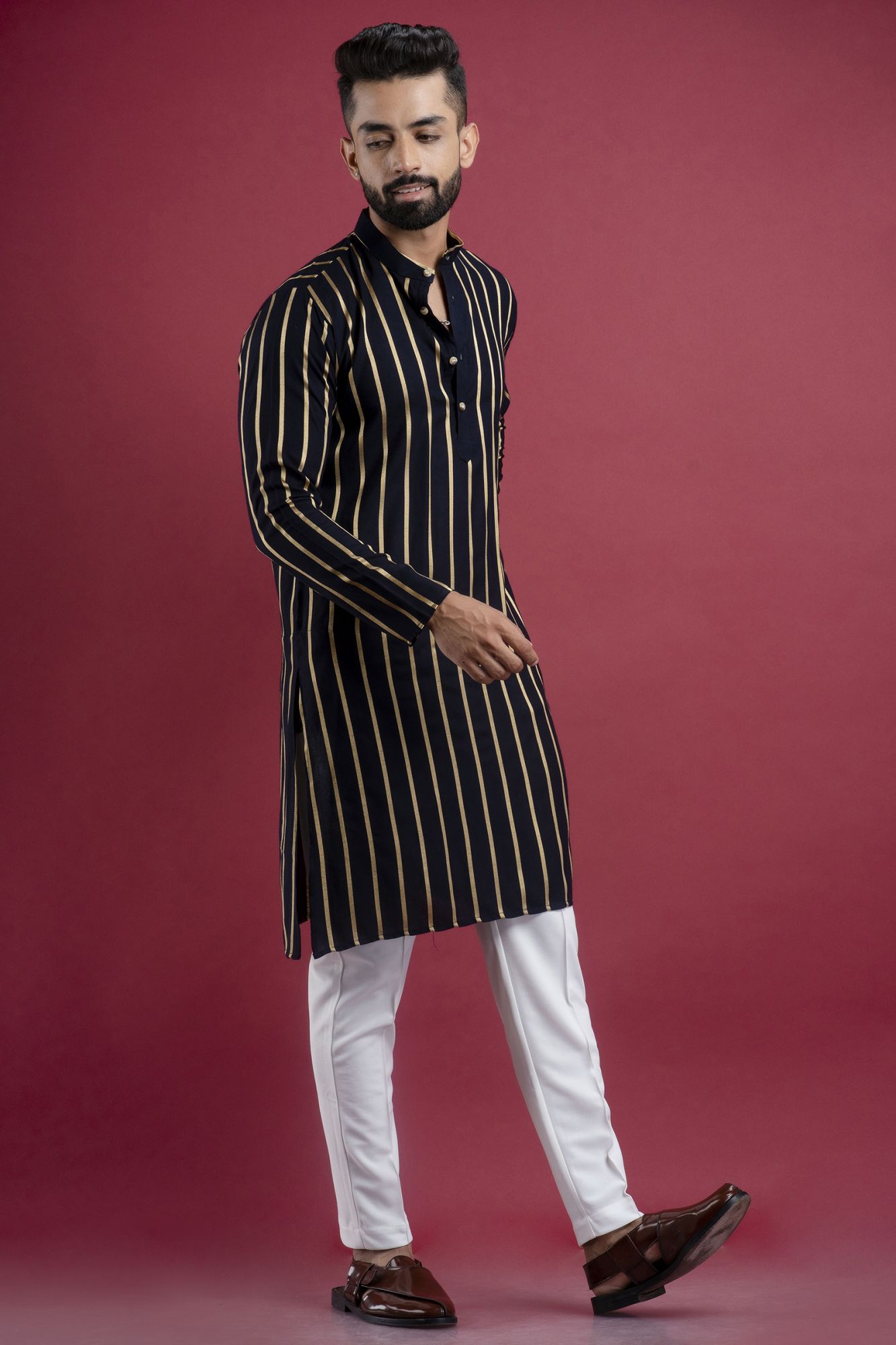Striped Kurta In Blue