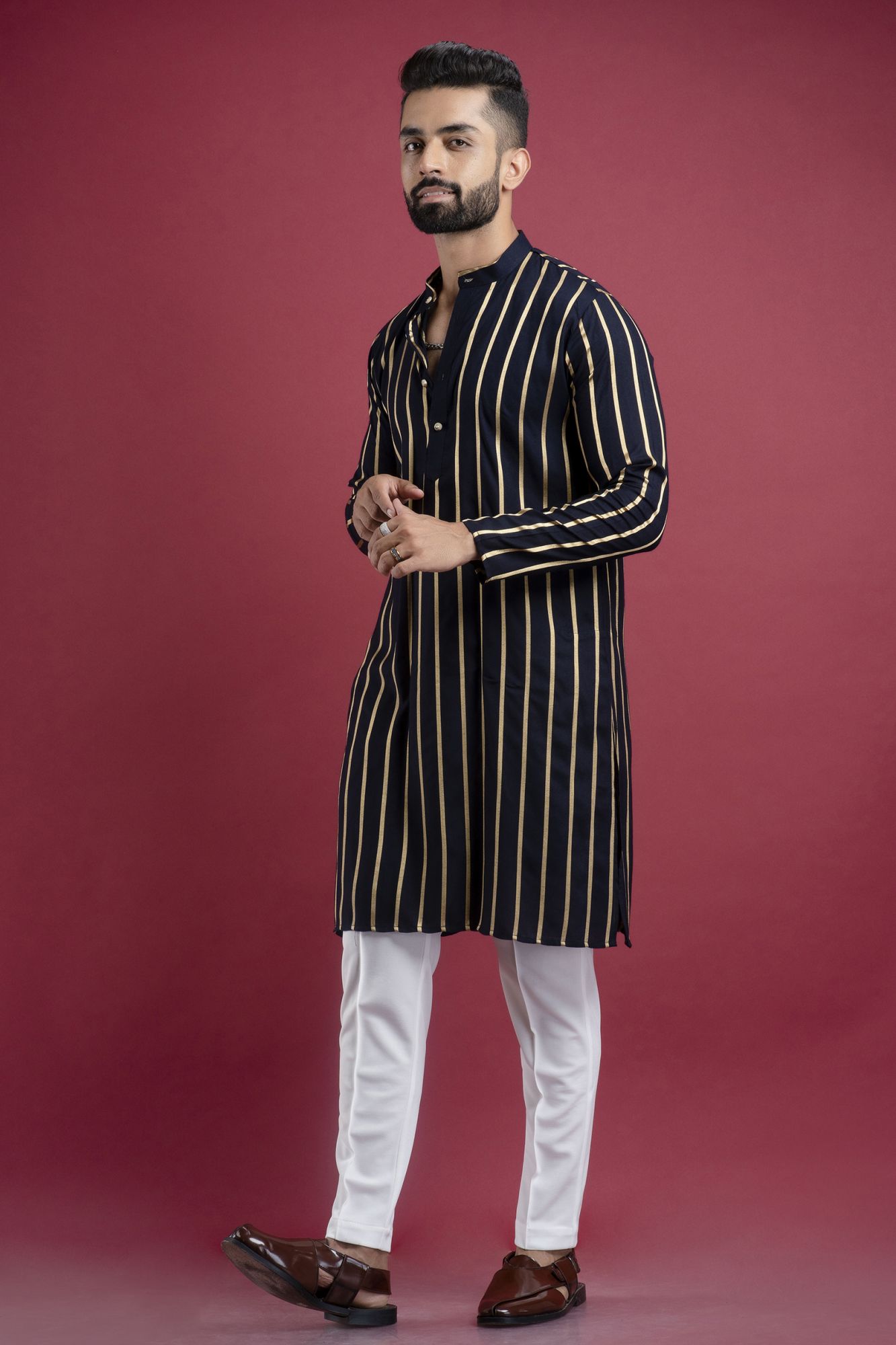 Striped Kurta In Blue