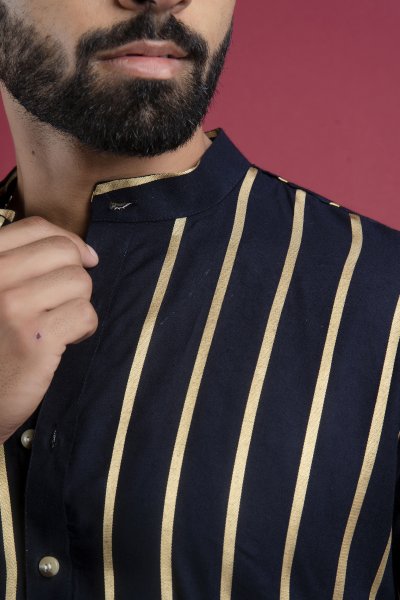 Striped Kurta In Blue