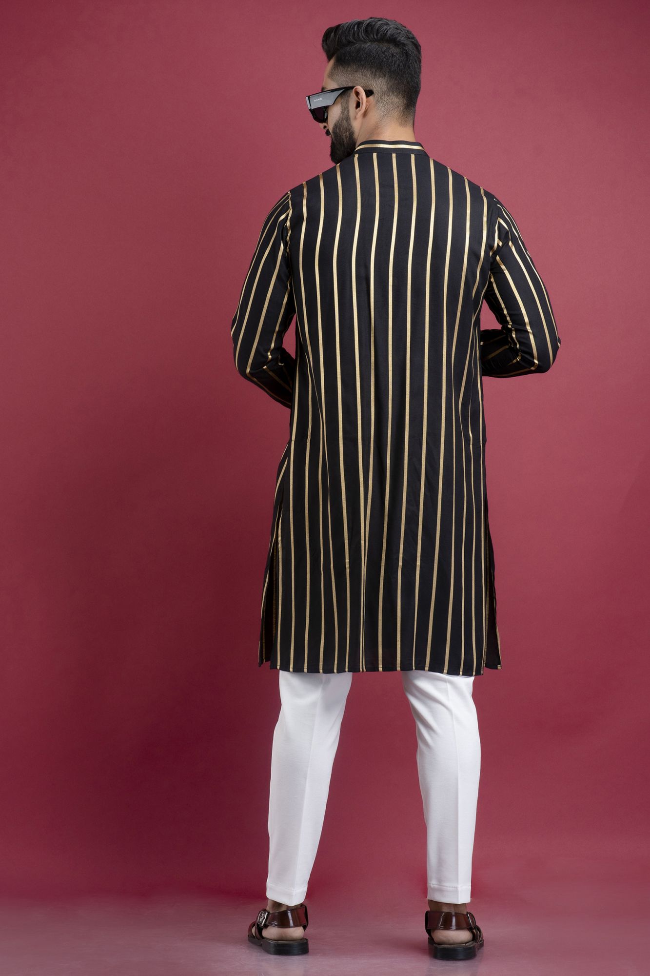 Striped Kurta In Black