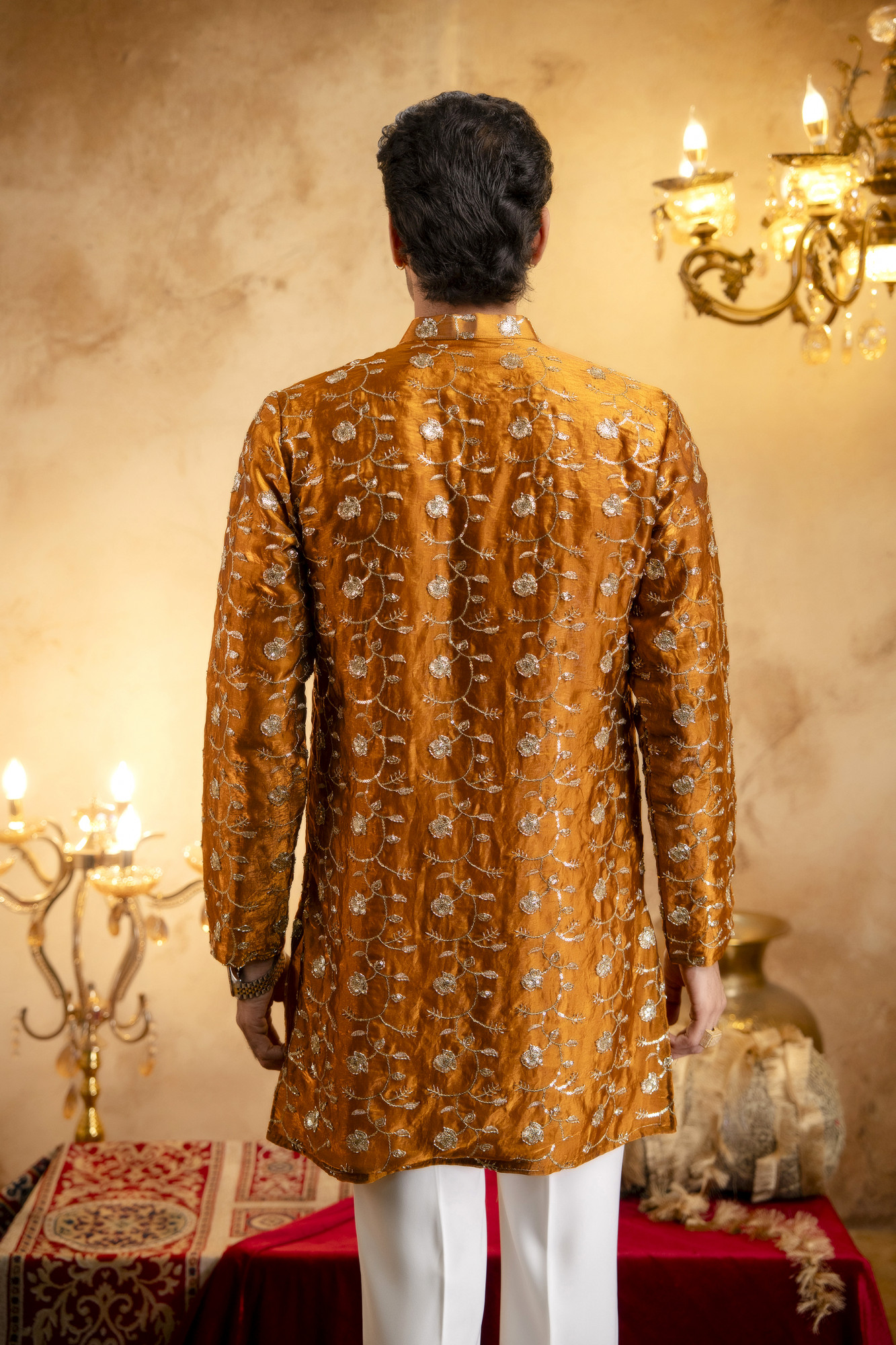 Sequence Embroidered Kurta Dupatta In Rust