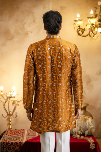 Sequence Embroidered Kurta Dupatta In Rust