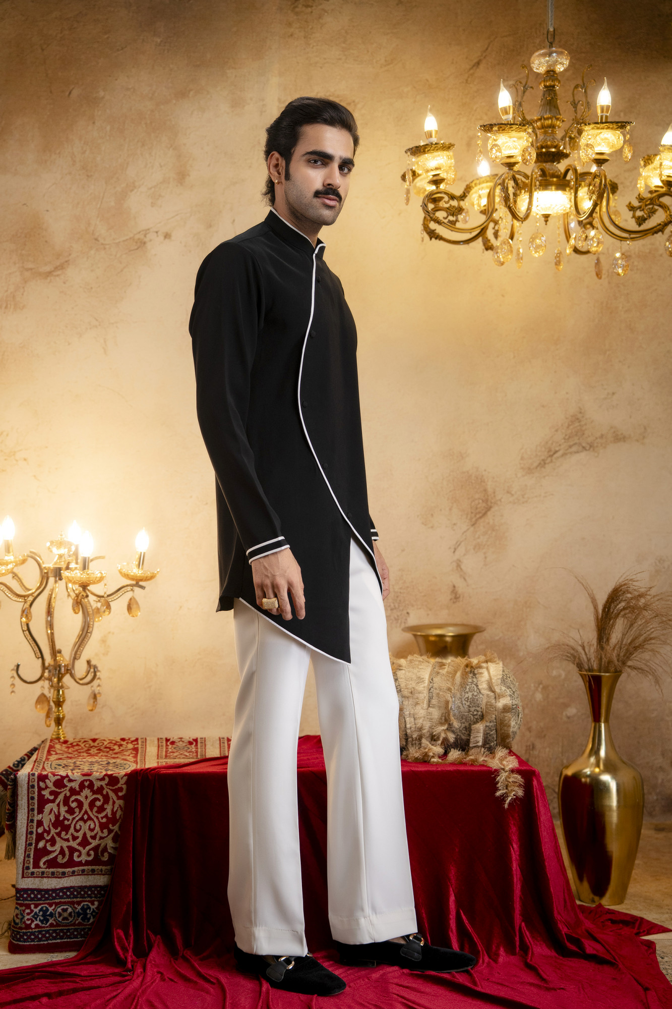 Angrakha Kurta In Zed Black