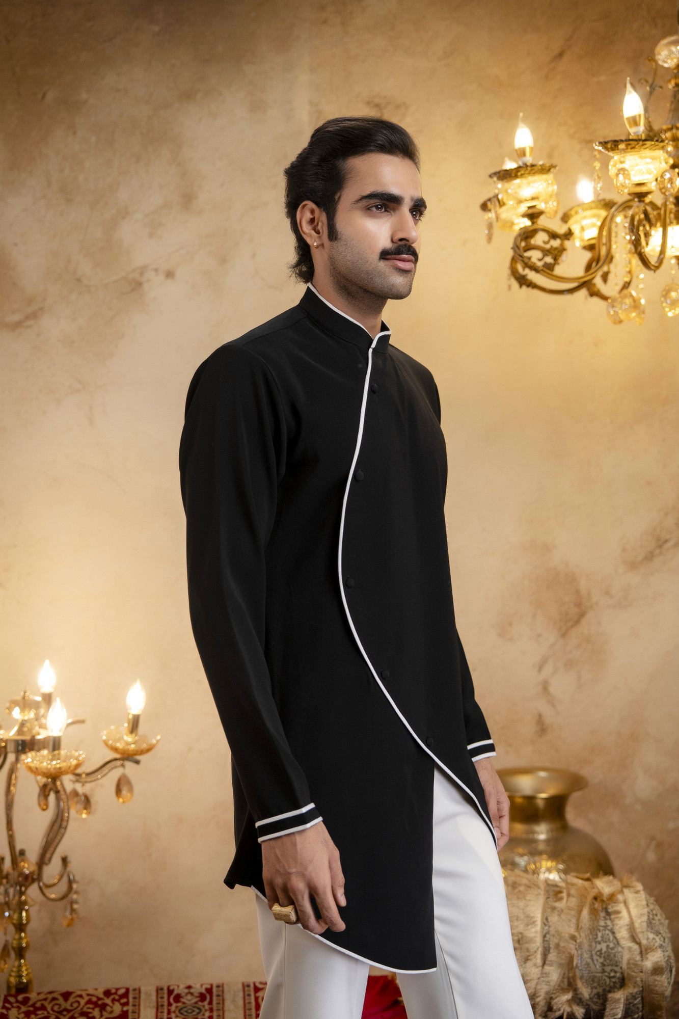 Angrakha Kurta In Zed Black