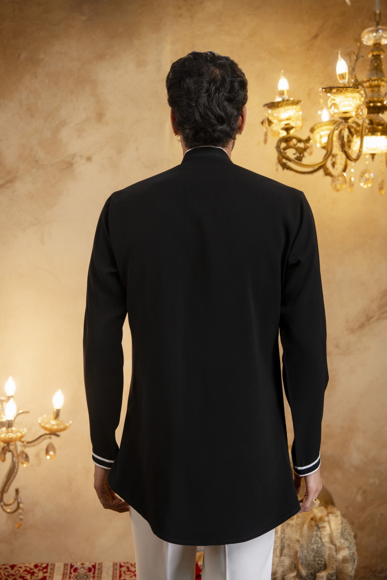 Angrakha Kurta In Zed Black