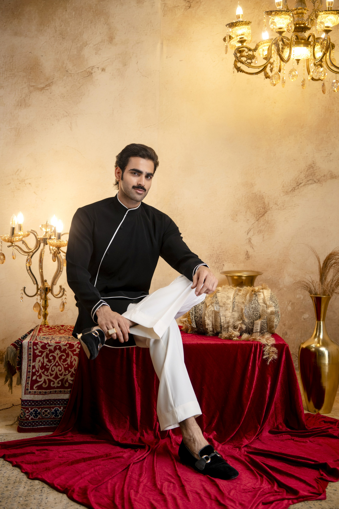 Angrakha Kurta In Zed Black