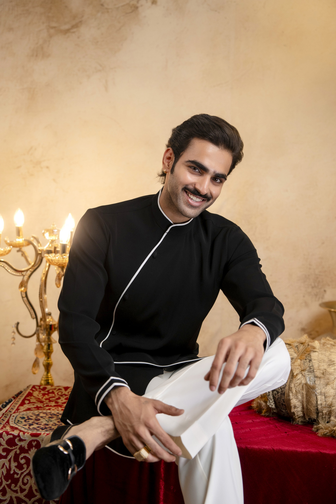 Angrakha Kurta In Zed Black