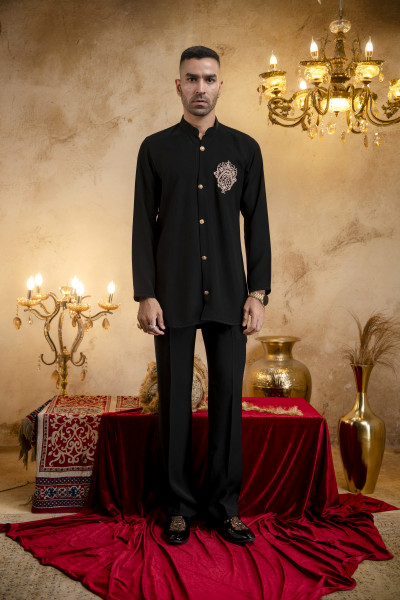 Zed Black Japanese Open Short Kurta