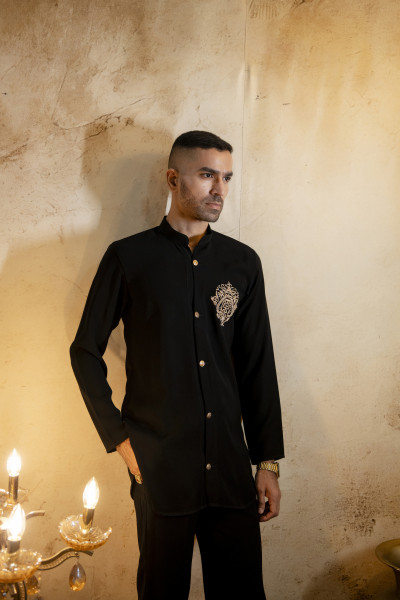 Zed Black Japanese Open Short Kurta