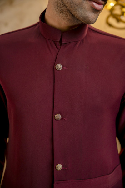 Japanese Draped Kurta In Wine
