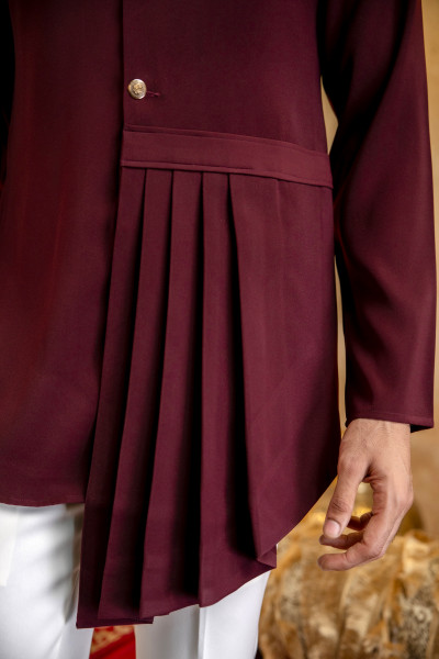 Japanese Draped Kurta In Wine
