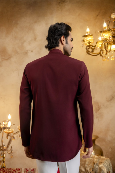 Japanese Draped Kurta In Wine