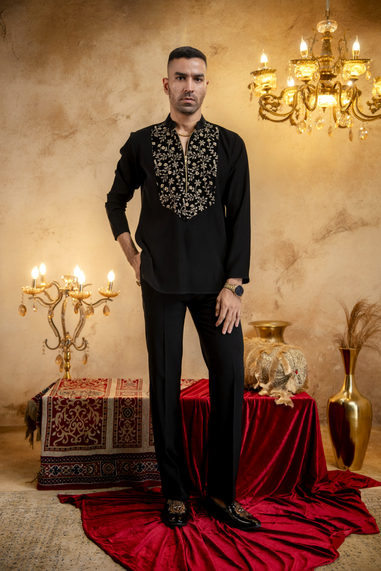 Zed Black Chained Short Kurta
