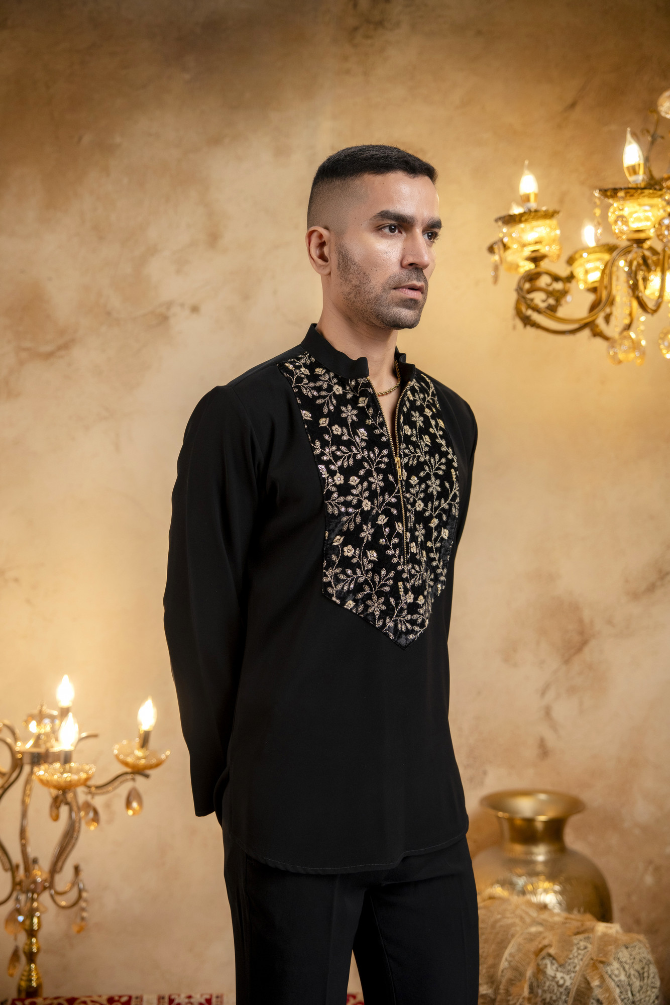 Zed Black Chained Short Kurta