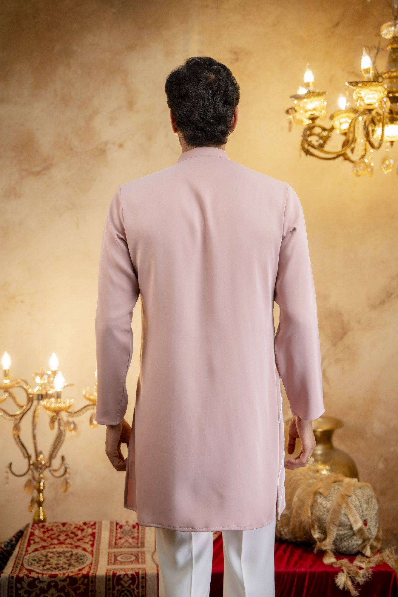 Pearl Embellished Kurta In Pink