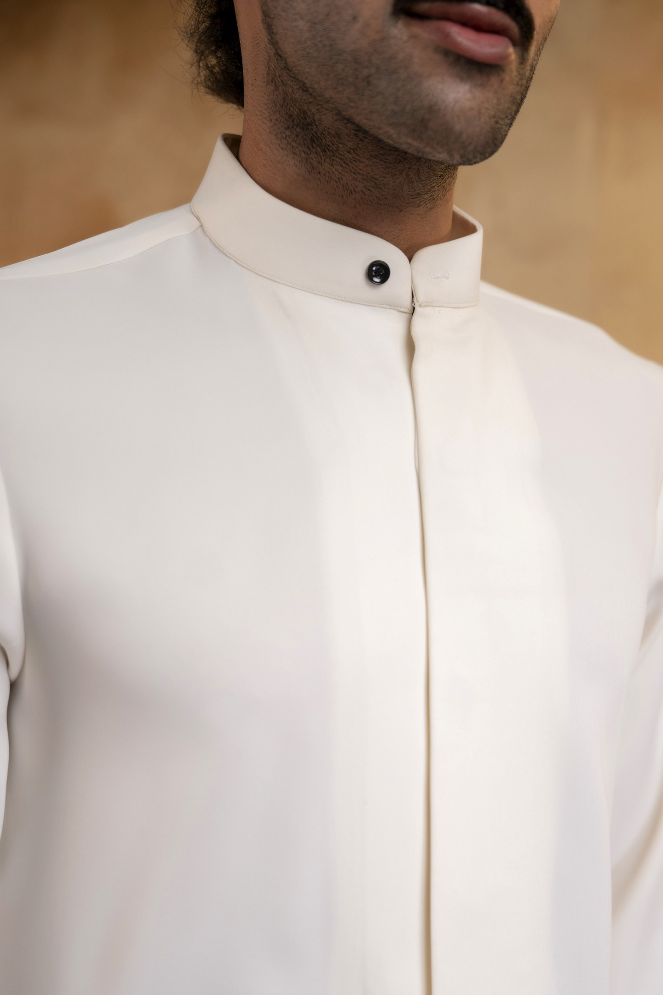 Asymmetrical Piped Open Angrakha Kurta In Off-White