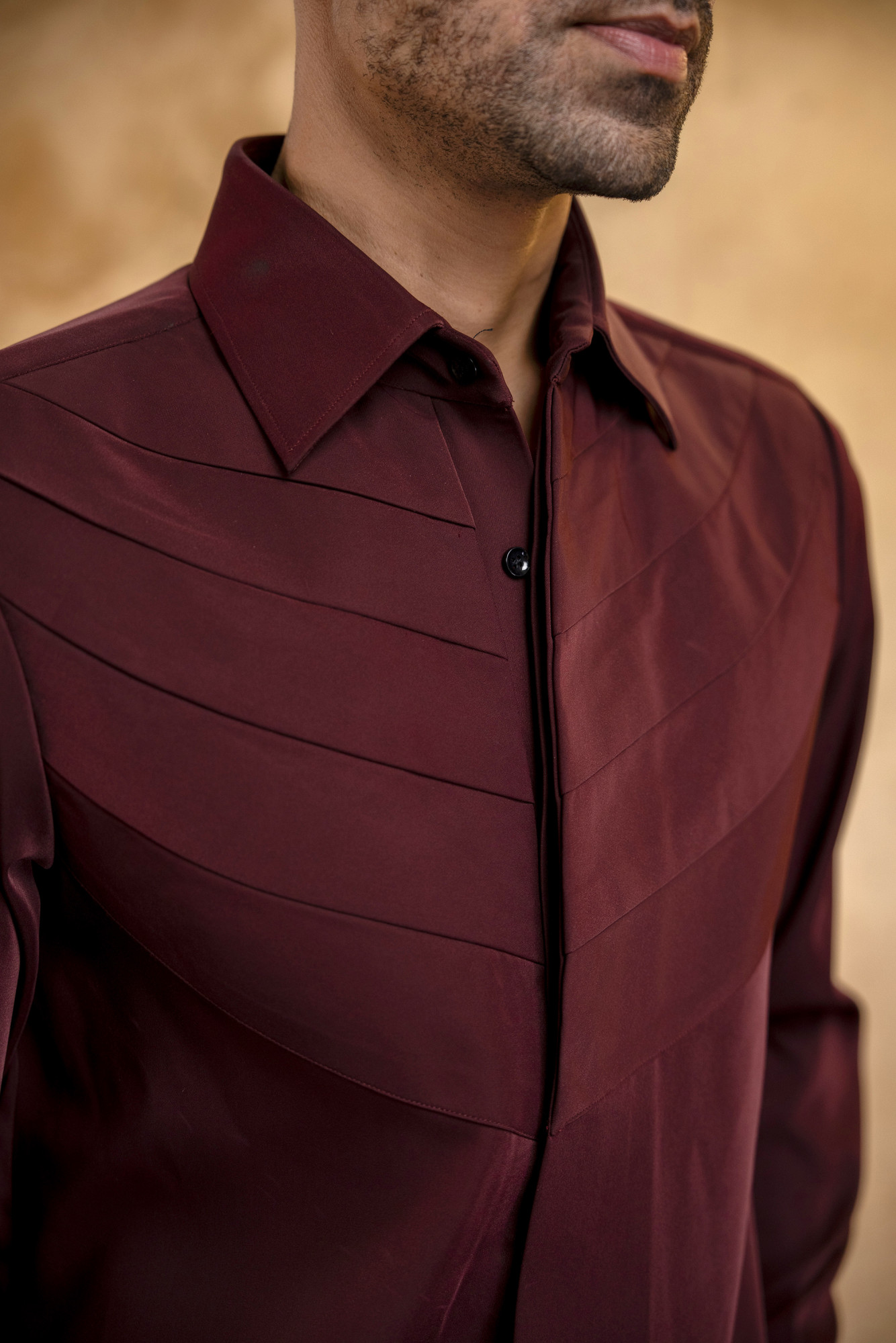 Layered Patch Shacket In Wine