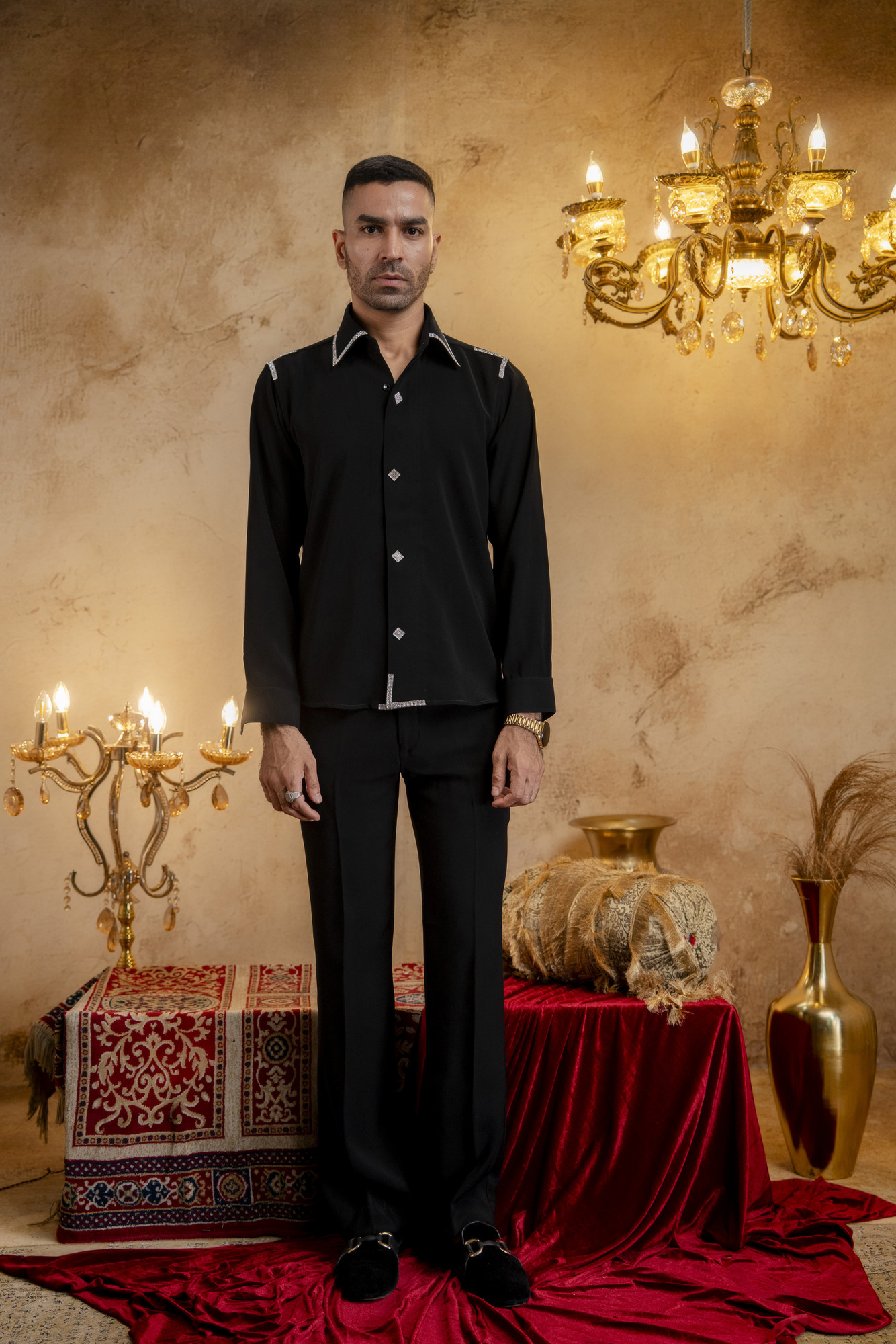 Swarovski Patched Shirt In Zed Black