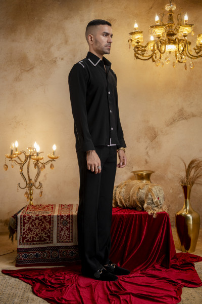 Swarovski Patched Shirt In Zed Black