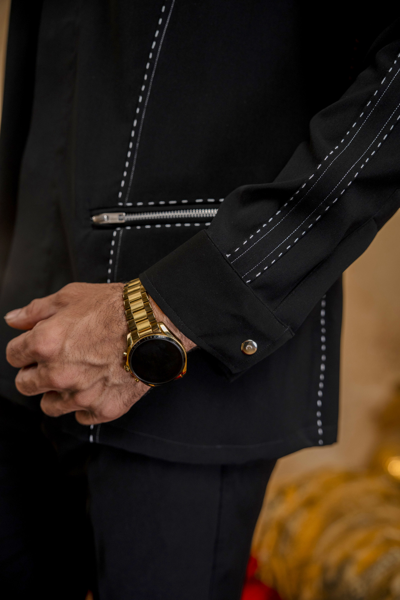 Threaded Patch Shacket In Zed Black