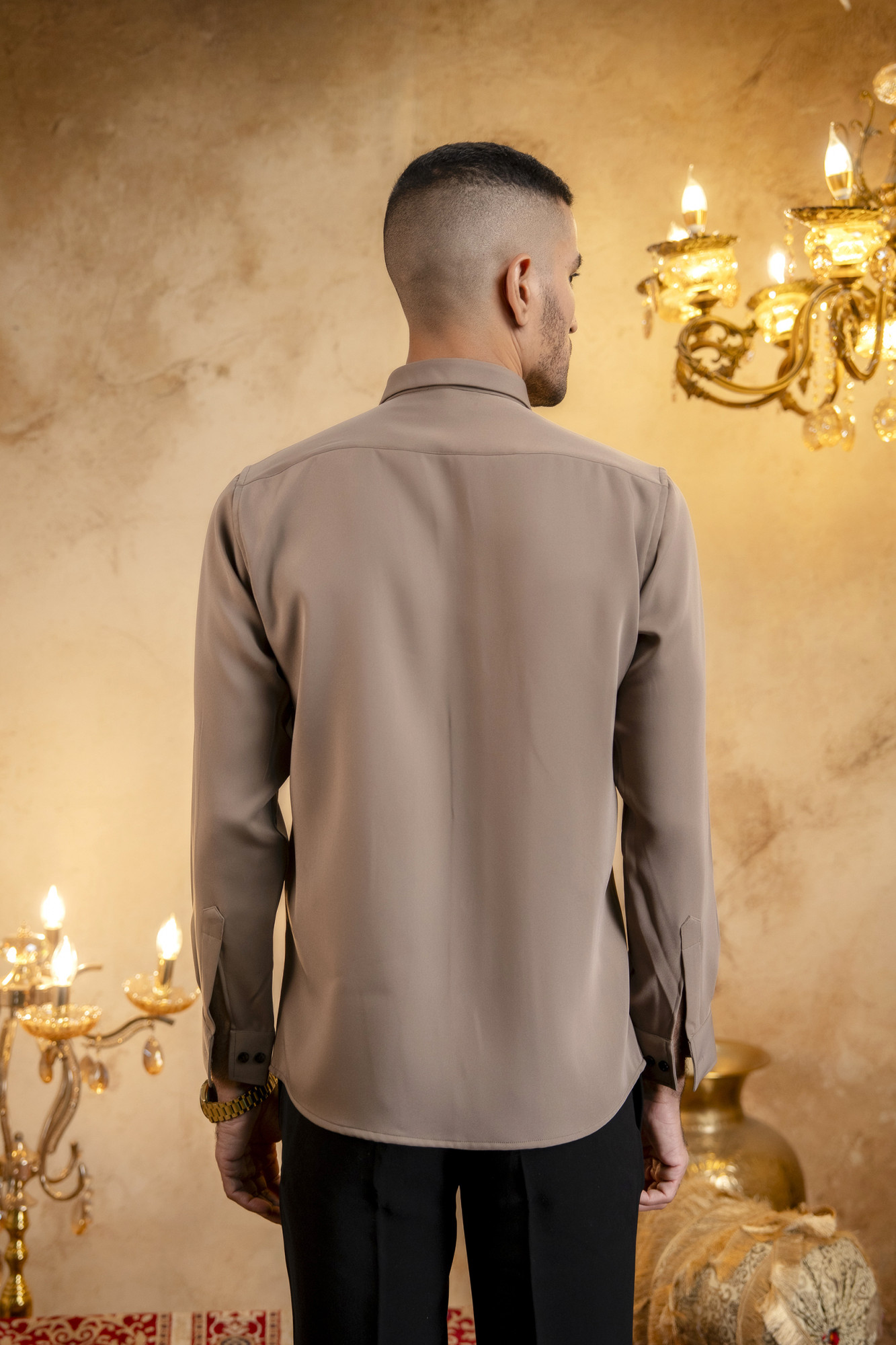 Layered Trikona Patched Shacket In Stone