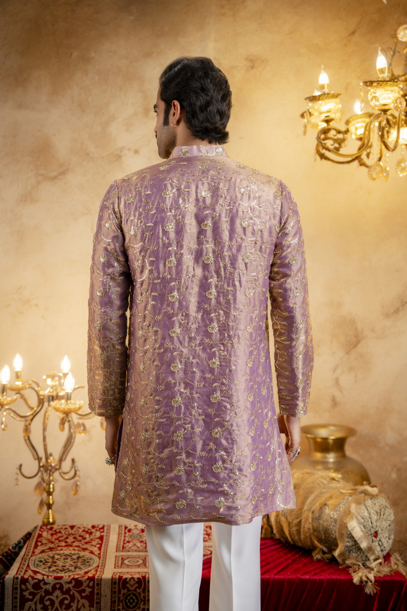 Sequence Embroidered Kurta Dupatta In Lavender