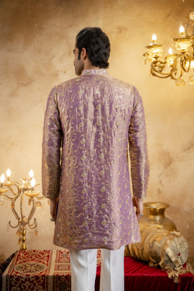 Sequence Embroidered Kurta Dupatta In Lavender