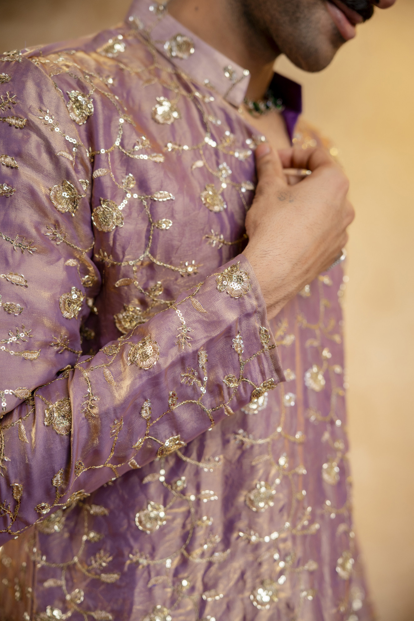 Sequence Embroidered Kurta Dupatta In Lavender