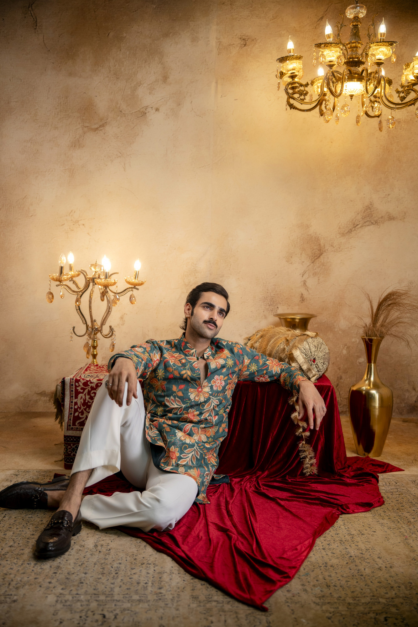 Foil Emboss Printed Kurta In Green