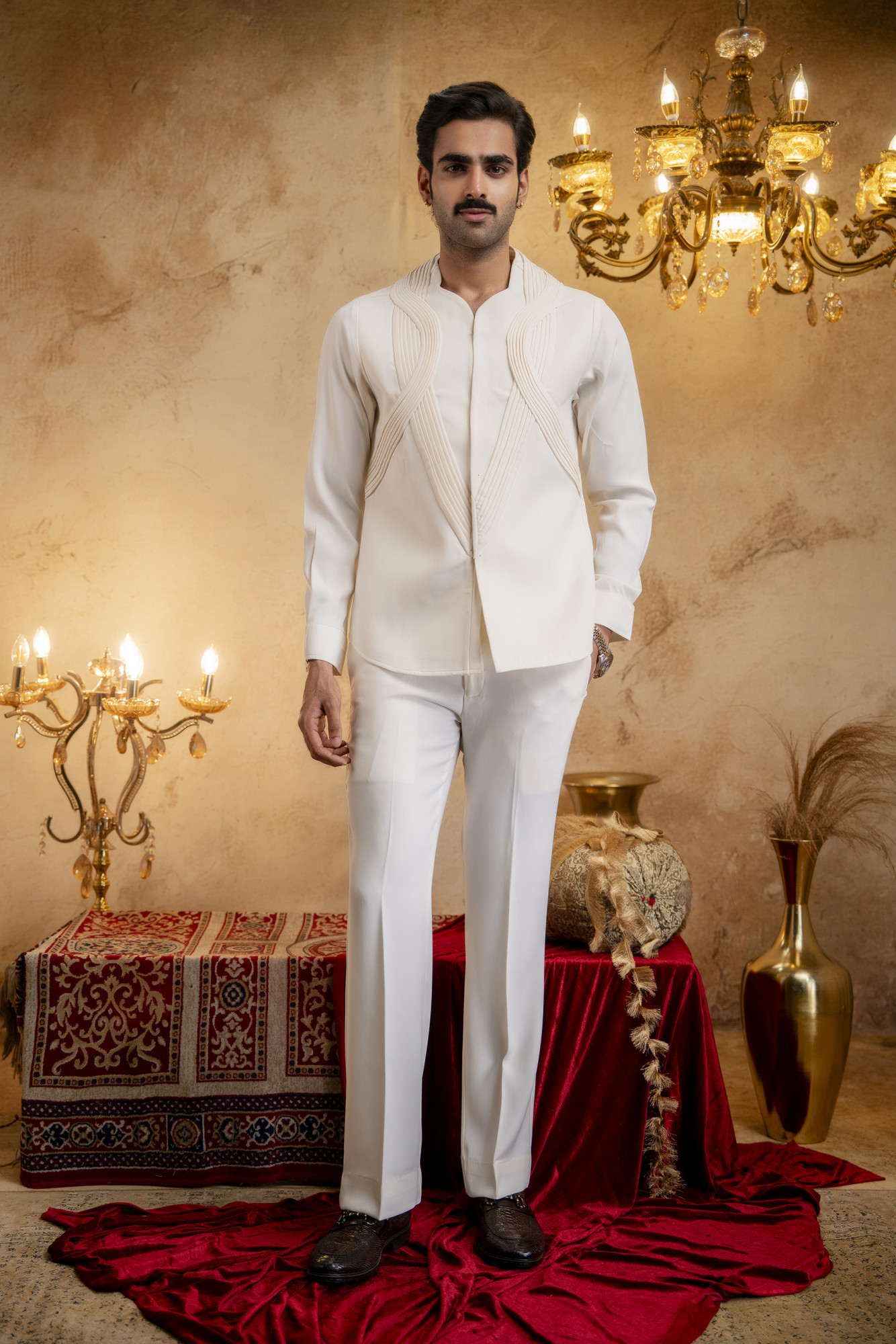Pintex Layered Shacket In Off-White