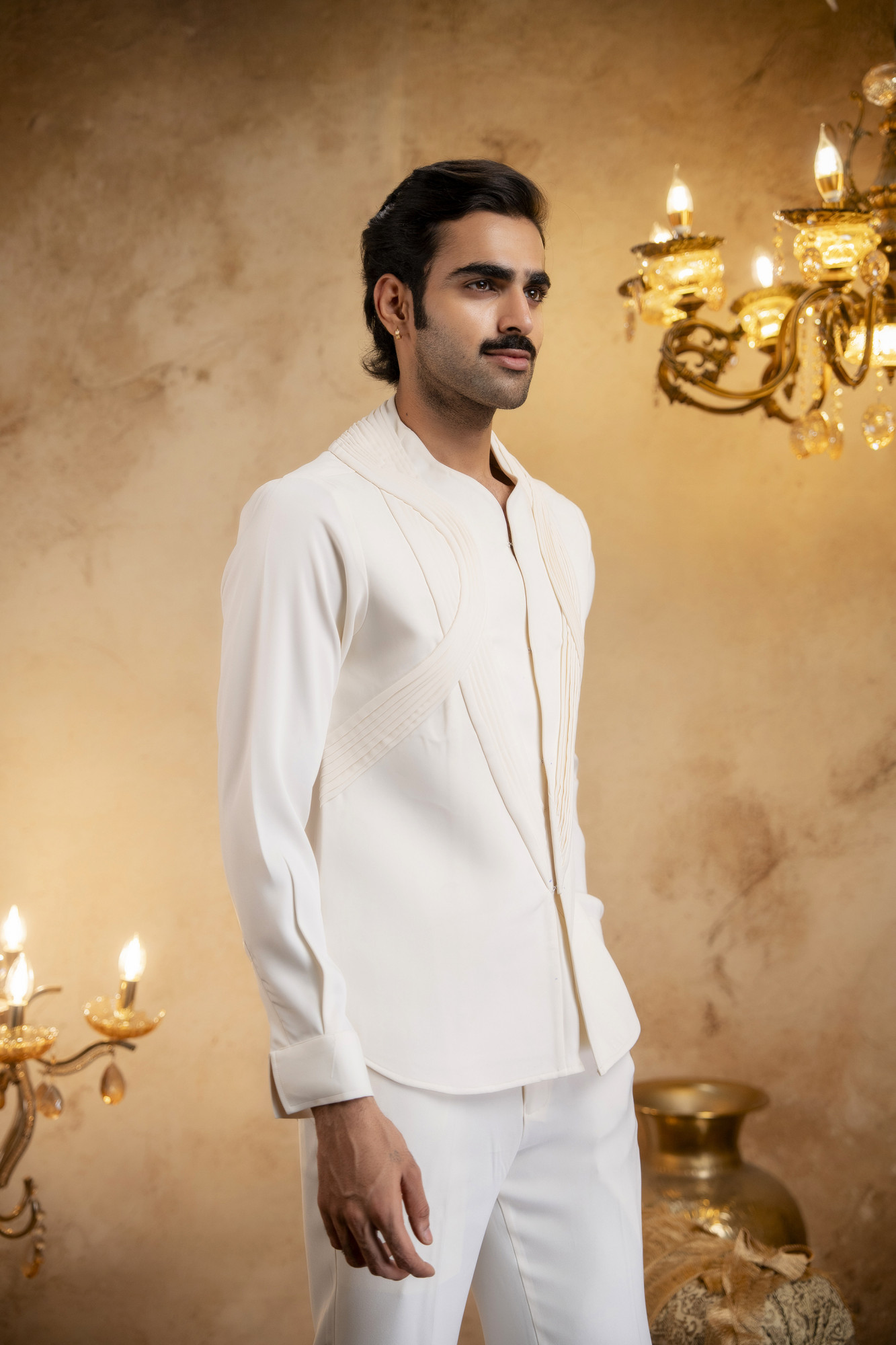 Pintex Layered Shacket In Off-White