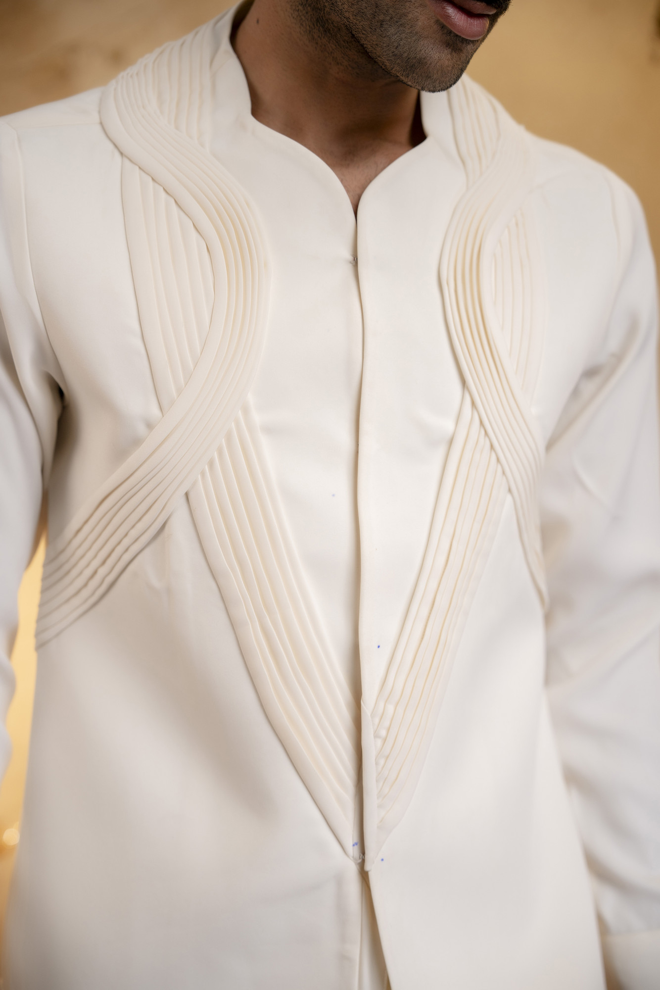 Pintex Layered Shacket In Off-White