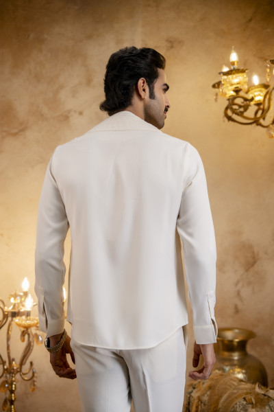 Pintex Layered Shacket In Off-White