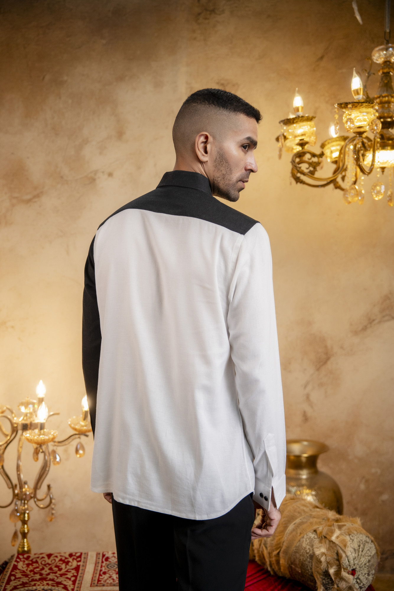 Threaded Patch Shirt In Linen