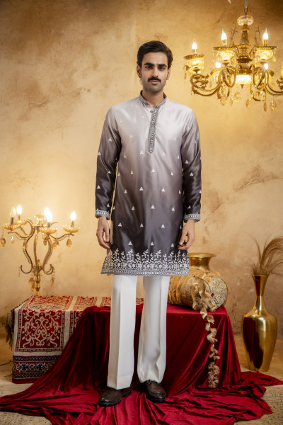 Ombre Kurta In Black & White