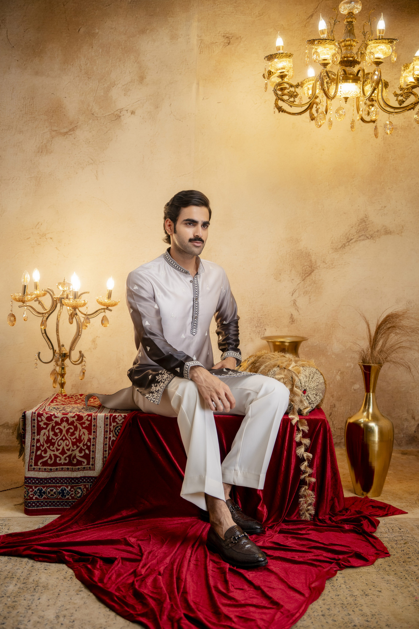 Ombre Kurta In Black White
