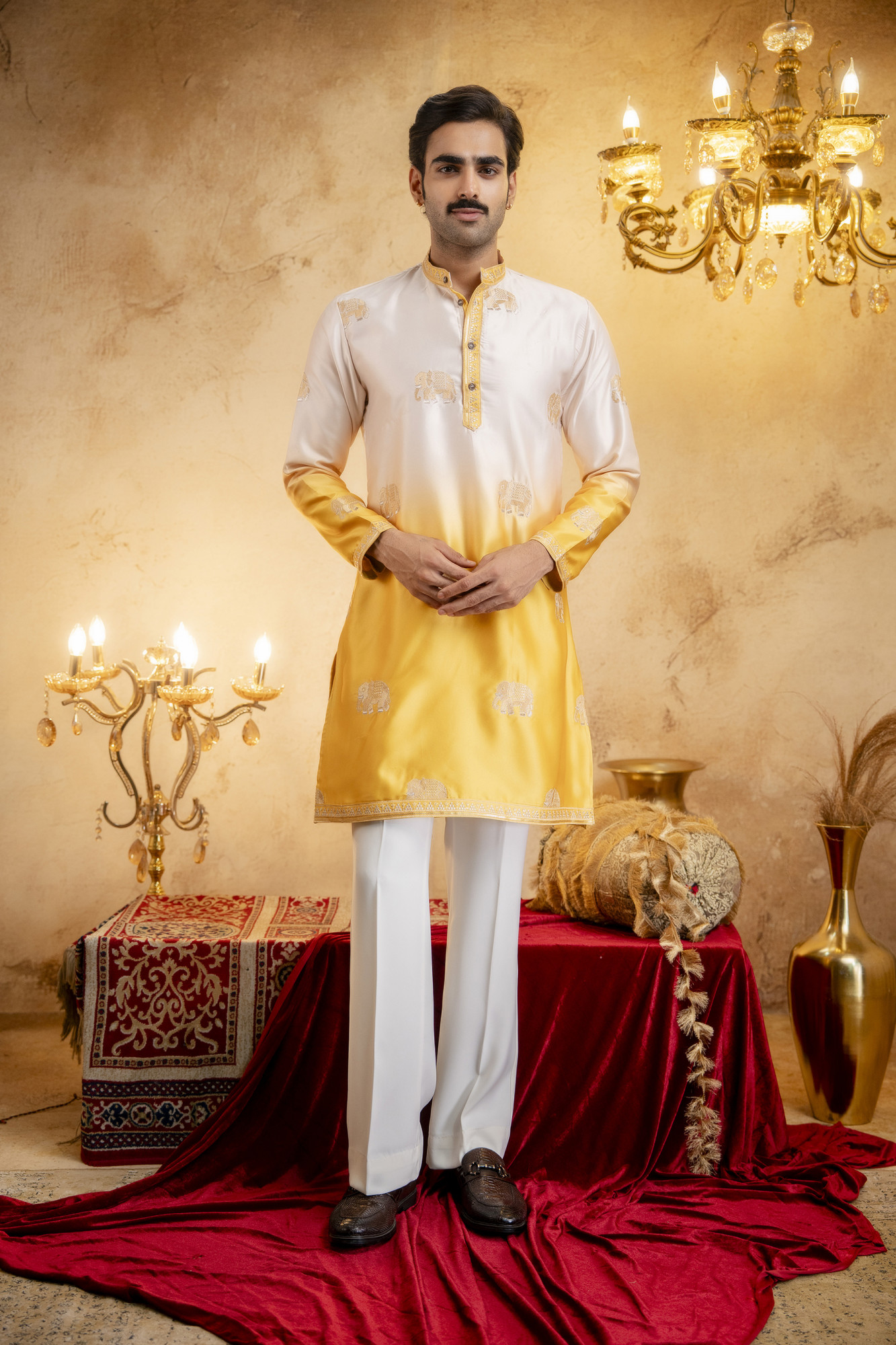 Ombre Kurta In Yellow