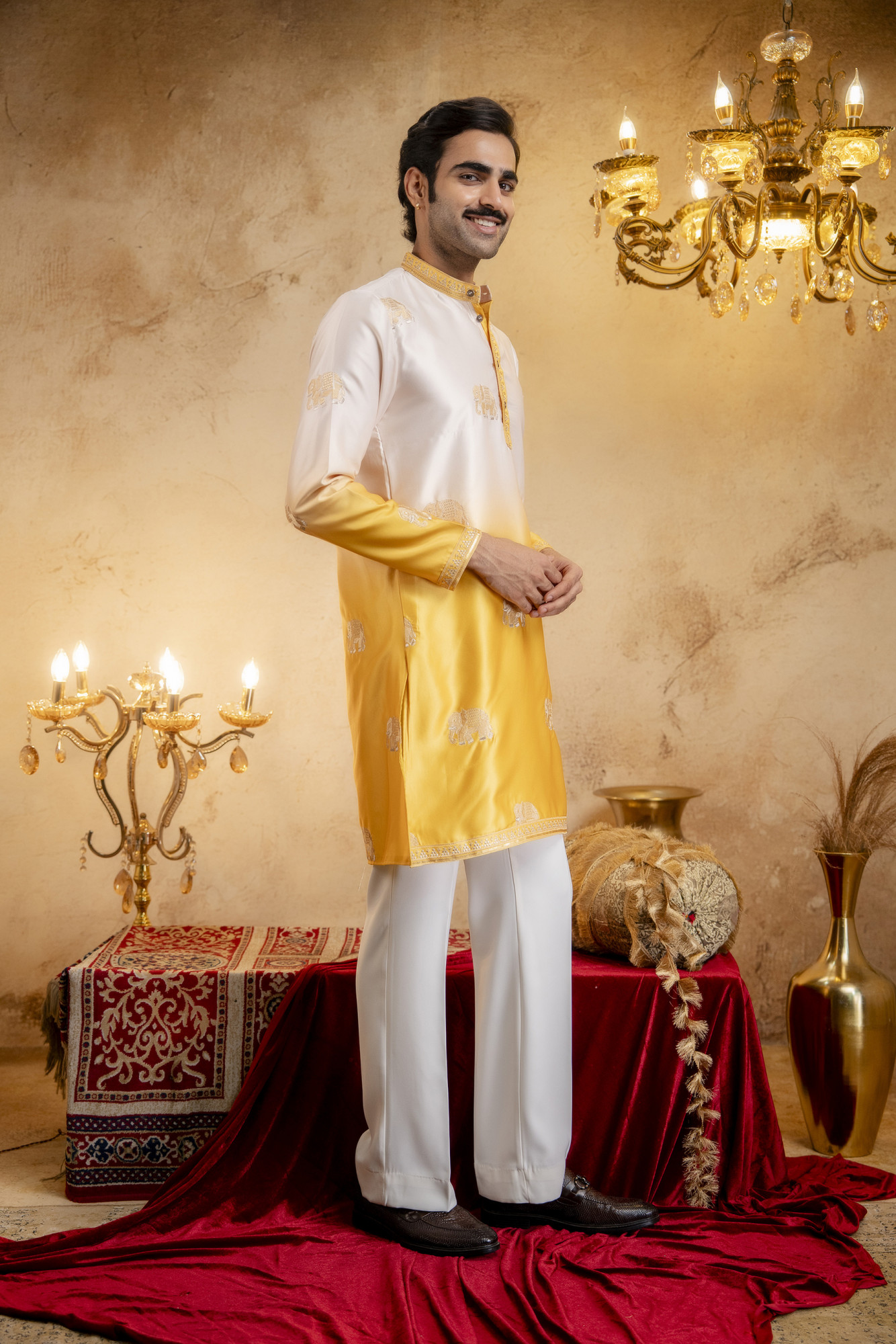 Ombre Kurta In Yellow