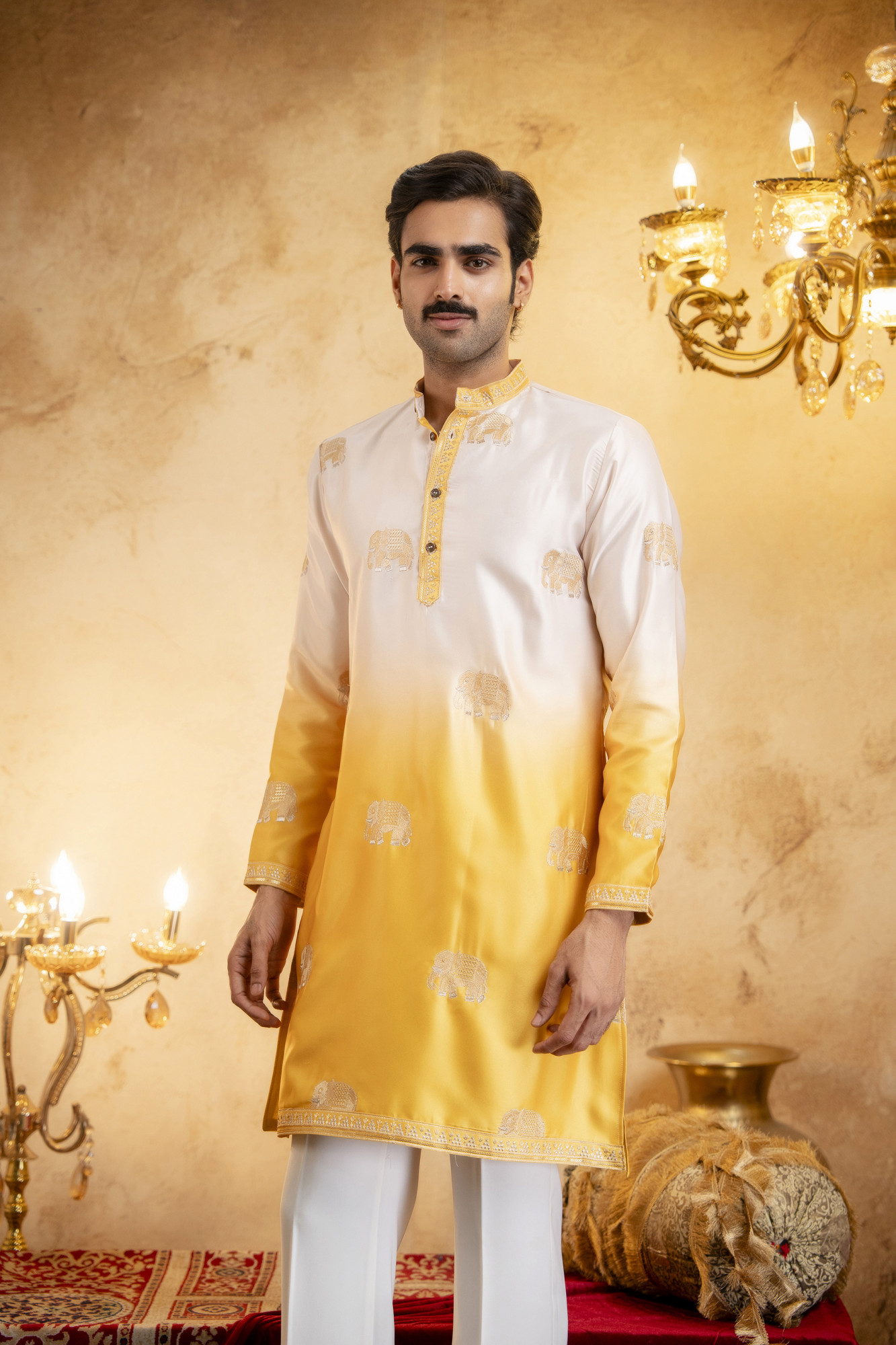 Ombre Kurta In Yellow