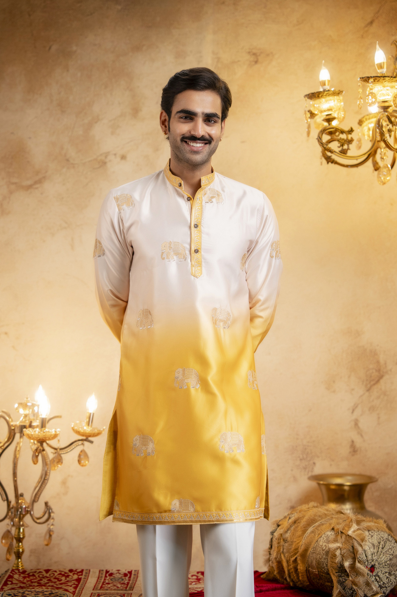 Ombre Kurta In Yellow