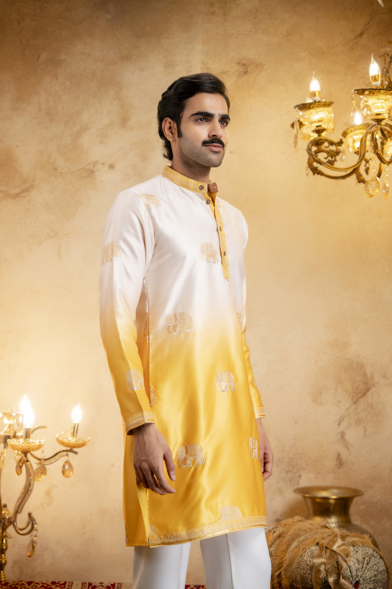 Ombre Kurta In Yellow