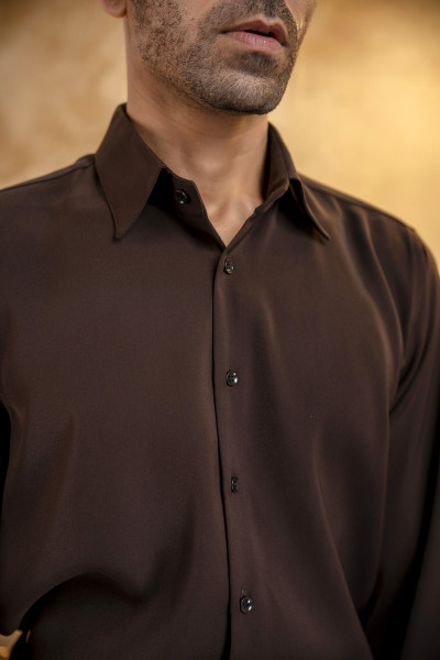 Classic Japanese Solid Shit In Dark Brown