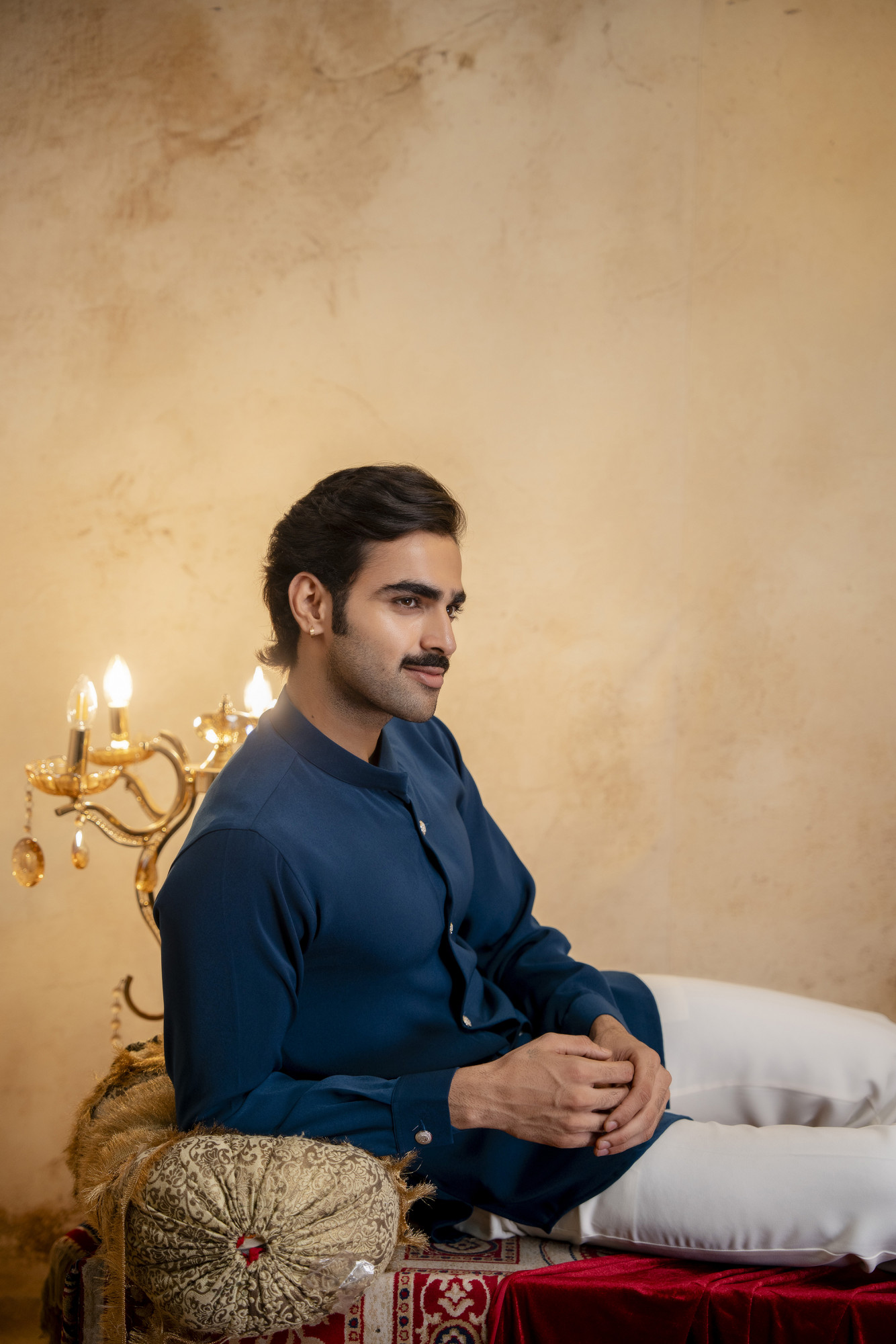Royal Button Up Short Kurta In Teal
